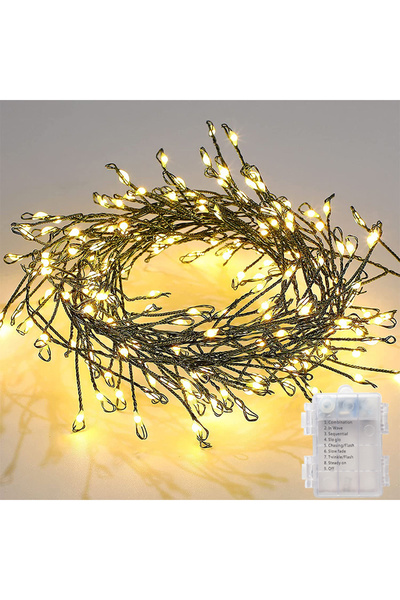 Choice سلسلة أضواء LED بطول 6 أمتار، 200 مصباح LED أبيض دافئ، تعمل بالبطارية،...