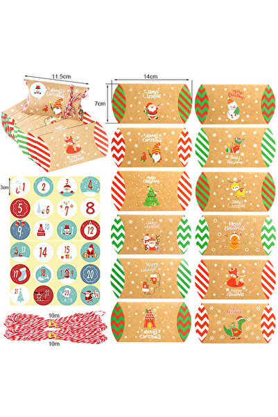 Choice as photo Candy Box 24pcs Christmas Pillow Shape Candy Box Christmas Decoration For Home Kraft Paper