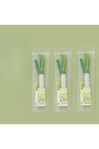 Choice 3 قطع من ألعاب القطط على شكل بصل أخضر مقلد مع عصا كرمة فضية طبيعية، أل...