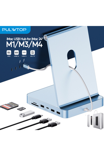 Choice Blue PULWTOP USB C HUB for iMac 24 inch 2021/2023/2024, iMac Hub with ...
