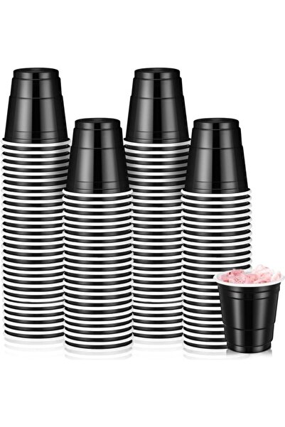choice2 60 قطعة من أكواب الحفلات البلاستيكية الصغيرة باللون الأسود والوردي سع...