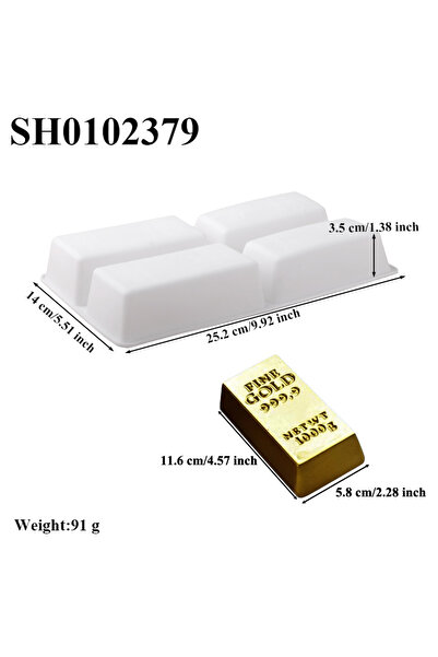 Choice SH0102379 قالب خبز كيك موس على شكل قضيب ذهبي مكون من 4 خلايا، قالب كيك...