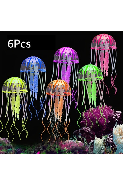 Choice6 6 قطع - جميع الألوان قنديل البحر الاصطناعي المتوهج في الظلام لحوض الس...