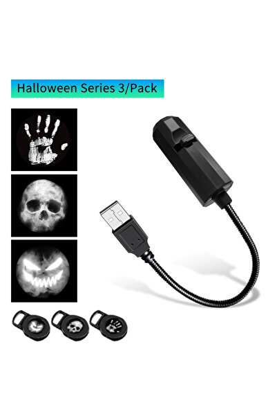Choice 3 أفلام هالوين LED مصباح القمر هالوين USB جهاز عرض ضوء الليل عيد الميل...