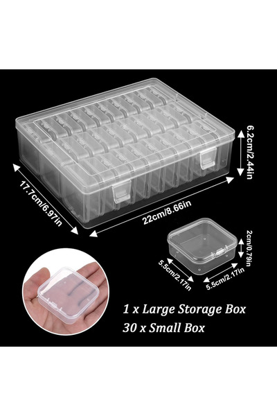 Choice 30G5.5H 30 bead storage boxes, plastic bead storage containers with hinged lids