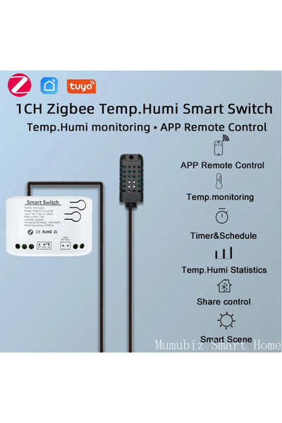 Choice1 مدخل 7-32 فولت Tuya Smart TH10 Zigbee Switch مع مستشعر درجة الحرارة و...