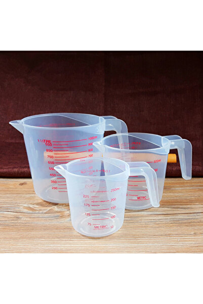 Choice 3 قطع 3 قطع 250/500/1000 مل كوب قياس إبريق بلاستيكي أكواب رقمية أدوات مطبخ ميزان خبز
