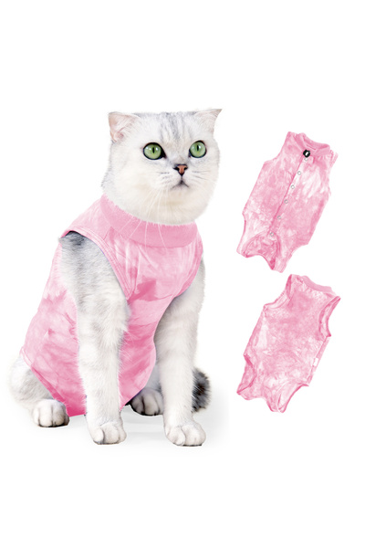 Choice سترة تعقيم القطط الوردية الكبيرة للقطط الصغيرة والمتوسطة الحجم، مضادة لللعق، بدلة رعاية التعافي من الجراحة، ملابس الجراء