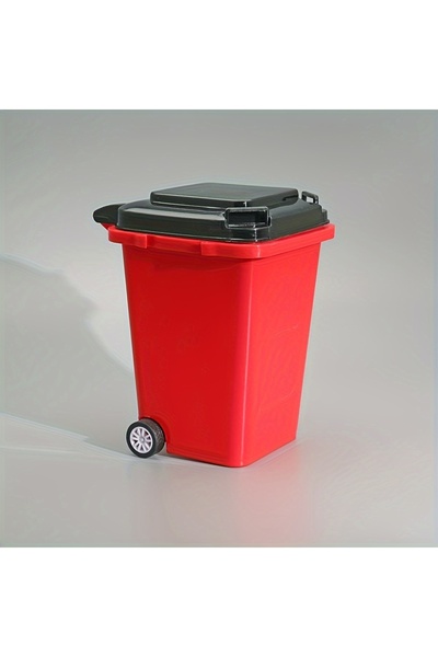 Choice حامل أقلام وسلة مهملات صغيرة محمولة باللون الأحمر - تخزين لوازم المكتب