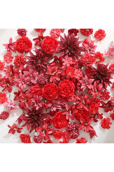 Choice 20 قطعة من رؤوس الزهور الاصطناعية الحمراء الصغيرة من الحرير الاصطناعي،...