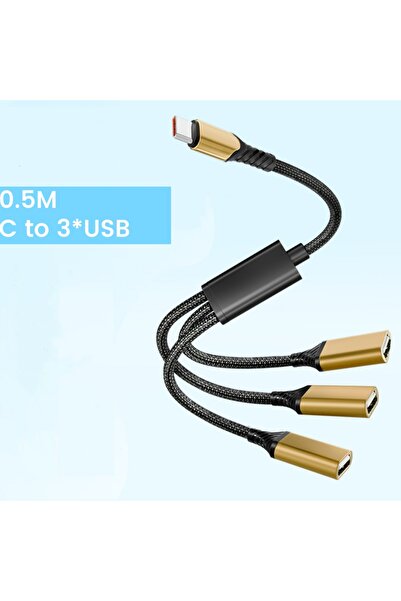 Choice كابل موزع OTG 3 في 1 من النوع C إلى 3 منافذ USB أنثى، محور نقل بيانات ...