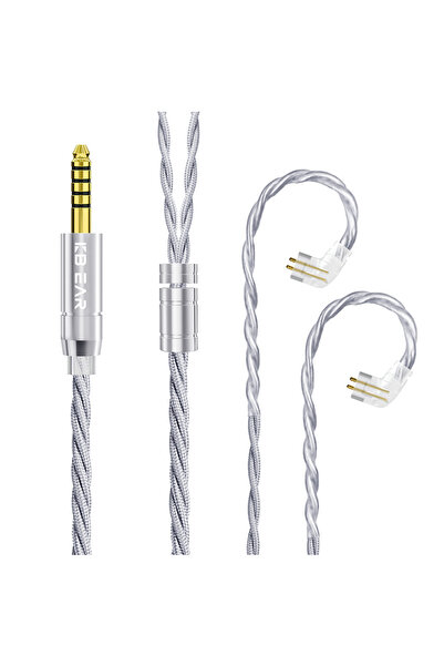 Choice سلك استبدال سماعة الأذن KBEAR ST20 رباعي النواة بطول 1.2 متر، QDC4.4، كابل OCC مطلي بالفضة ومغطى بطبقة من OF