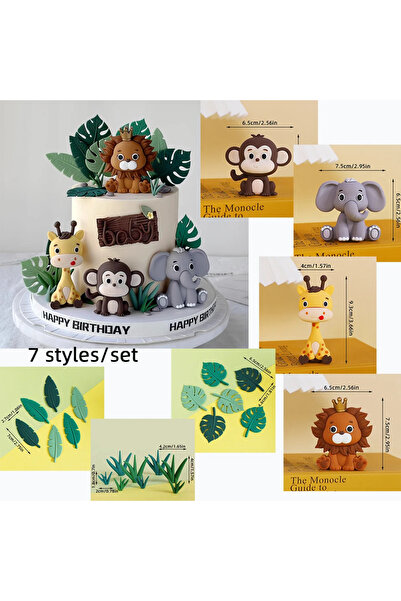 Choice28 مجموعة من 24 قطعة لتزيين الكيك على شكل حيوانات الغابة، أسد، زرافة، ف...