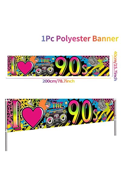 Choice النمط 1 لافتة "أحب التسعينيات" باللون الوردي لافتة من البوليستر لتزيين...