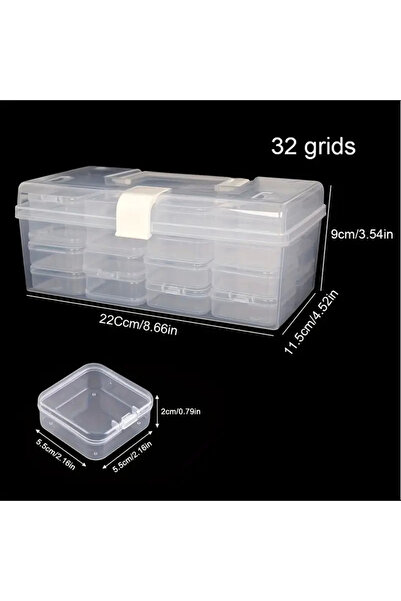 Choice White 32 Grids Transparent Plastic Storage Box Multifunctional Diamond Painting Nail Art Beads Conta