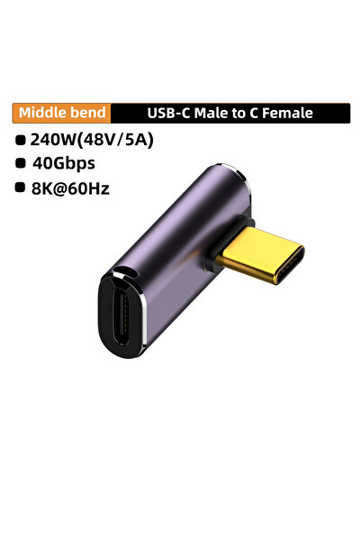 Choice 240W CM-CG ZW USB4.0 40Gbps U-Shape Straight Angle 240W 5A USB C to Ty...