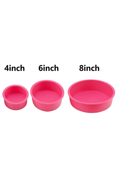 Choice قطعة واحدة من قالب كيك دائري سيليكون مقاس 4 بوصات باللون الأحمر الوردي من FAIS DU، نصف قطعة من قالب كيك صغير غير لاصق من السيليكون