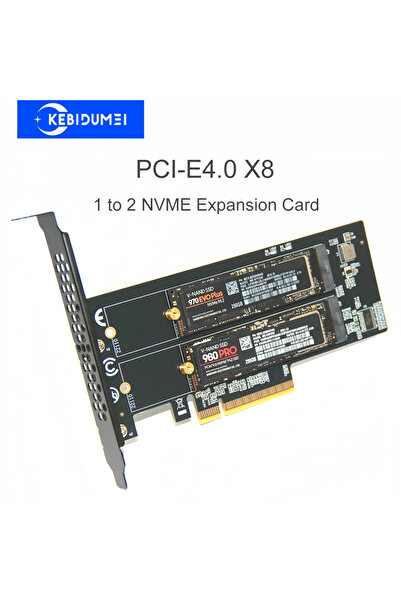 Kebidumei PCle4.0 X8 PCle4.0 X16 to 4xNVME M.2 Expansion Card M.2 SSD GEN4 PCIe4.0 PC Motherboard X1 X4 X8 X16