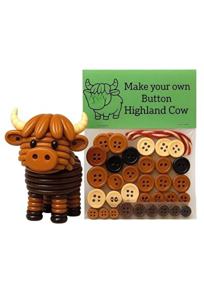 Choice Highland Cow 3D Animals Button Decor Handmade Button Highland Cow Deco...