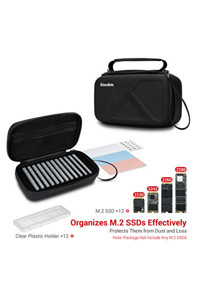 Choice حامل SSD M.2 من مادة EVA PU باللون الأسود مع 12 قطعة من حافظة M.2 NVMe...