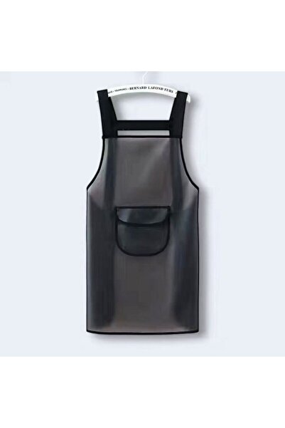 Choice مريلة مطبخ شفافة سوداء مقاومة للماء والزيت بطول 75 سم مع جيوب