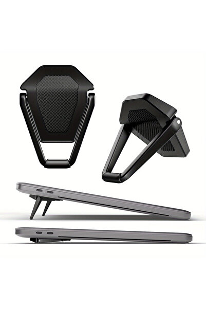 DUTRIEUX حامل كمبيوتر محمول غير مرئي محمول من 4D-Hei، وسادة تبريد صغيرة من الألومنيوم، حامل لوحة مفاتيح الكمبيوتر،