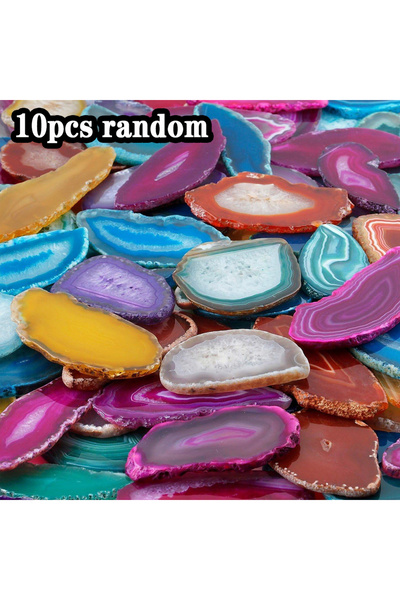 Choice random 10pcs 5/10/20 Random Natural Agate Slices, Colorful Agate Cryst...