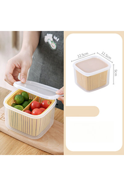 Choice صندوق تخزين طعام وفواكه وخضراوات أصفر مكون من شبكتين مع سلة تصريف للمطبخ والزنجبيل والثوم
