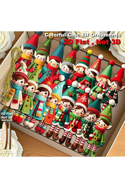 Choice 16pcs set 2D Flat 16pcs Set Recycled Wood Elf Figurines-Elf Ornaments ...