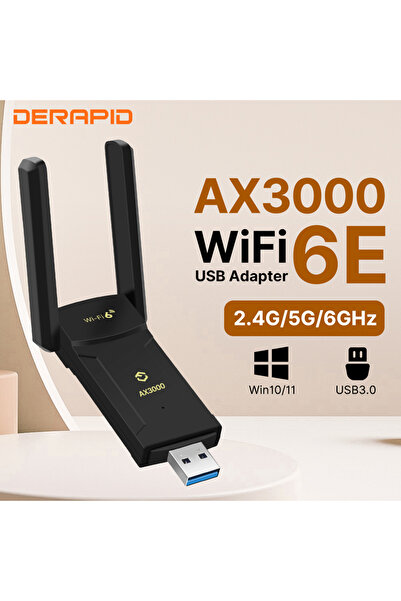 Choice WiFi 6 AX3000 WiFi 6E AX3000 USB Adapter Tri-Band Wireless Dongle 2.4G/5G/6GHZ High Gain Antenna WiF