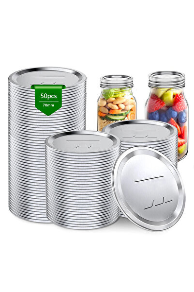 Choice 7cm Silver 50/100Pcs 7cm Universal Mason Canning Lids Leak Proof Seali...