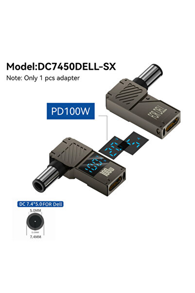 Choice محول طاقة 7450DELL PD100W من النوع C موصل USB من النوع C ذكر إلى موصل DC أنثى مقبس برميل الشحن