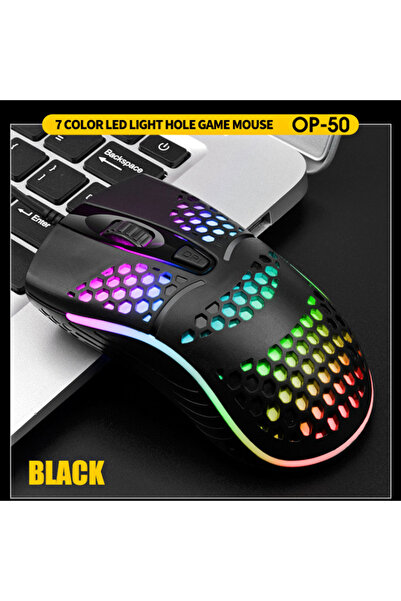 Choice ماوس ألعاب سلكي أسود مزود بـ 7 أضواء خلفية LED ومنفذ USB وماوس بصري للكمبيوتر المحمول