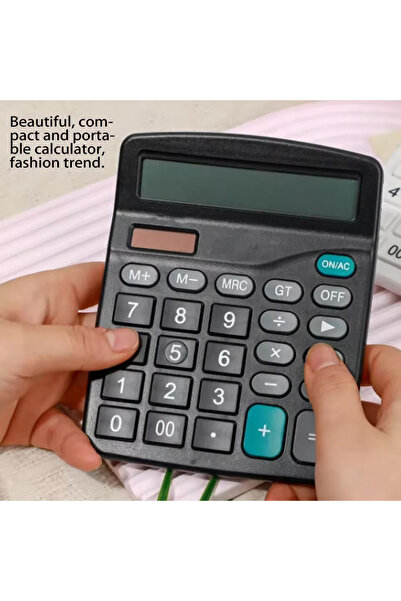 Choice4 آلة حاسبة إلكترونية سوداء مكونة من 12 رقمًا تعمل بالطاقة الشمسية ومزو...