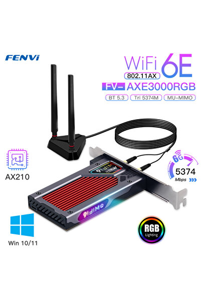 Choice FV-AXE3000RGB FENVI FV-AXE3000 Wi-Fi 6E AX210 Bluetooth 5.3 Wireless 5374Mbps 2.4G/5GHz/6G WiFi 802.
