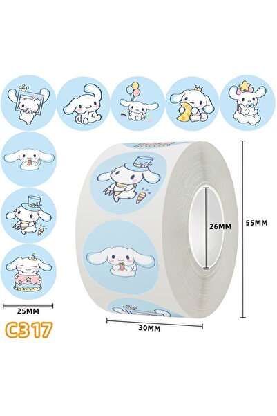 Miniso CR 500PCS/rol Kawaii Anime Sanrio Stickers Hello Kitty Kuromi Cinnamoroll Pochacco Sticker DIY Stati