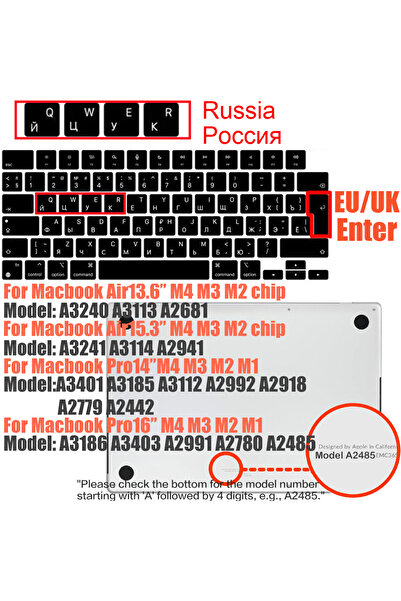 Choice EU Russia Compatible keyboard cover for 2025 MacBook Air 13.6 M4 A3240 A3113 MacBook Pro14 16 M4 M3
