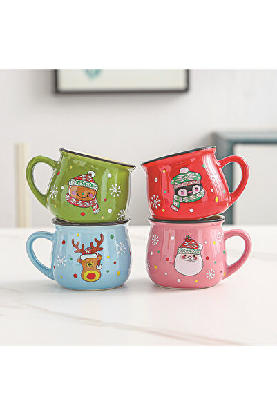 Choice 4 قطع 150 مللي أكواب عيد الميلاد السيراميك الكرتون سانتا موس كوب القهو...