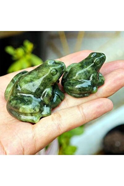 Choice حجر الميكا الأخضر الكريستالي الطبيعي المنحوت على شكل ضفدع شفاء كريستال...