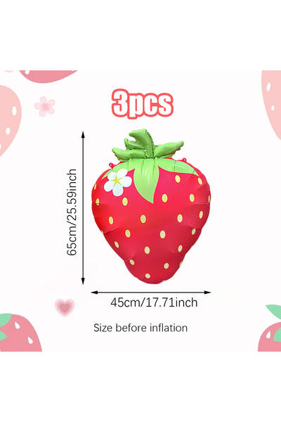 Choice 3 قطع أخرى 3 قطع/6 قطع بالونات ألومنيوم على شكل فراولة لحفلات أعياد الميلاد ومستلزمات حفلات الفواكه الصيفية