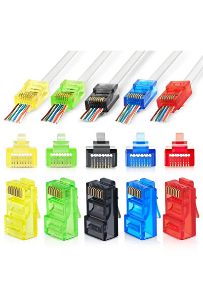 Choice موصلات RJ45 Cat6 متعددة الألوان، 50 قطعة، ألوان متنوعة، قابس معياري سه...