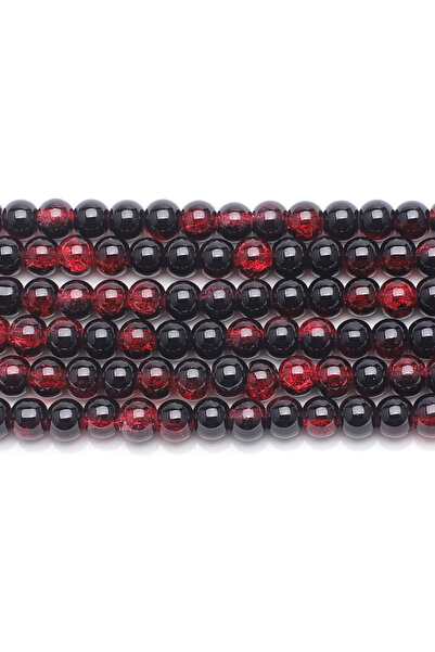 choice2 black red Burst Beads Floral Bead Crystal Glass 8mm100Pcs Two-color D...