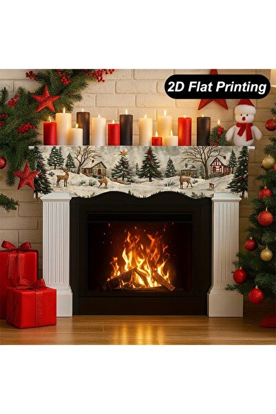 Choice وشاح مدفأة 200x50 سم وشاح عيد الميلاد الشتوي وشاح مدفأة الطاولة وعيد الميلاد والهالوين ديكوري