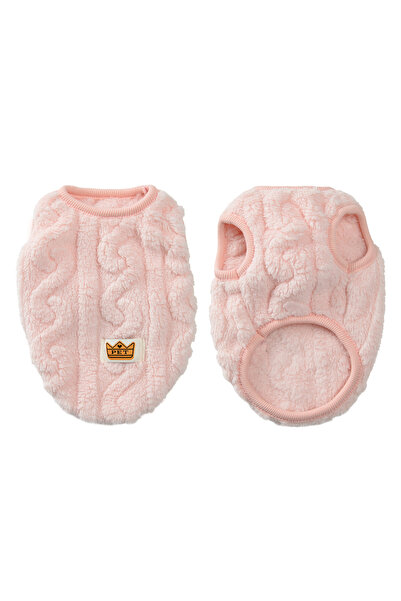 Choice ملابس قطط سفينكس من الصوف الوردي M للخريف والشتاء سترة دافئة للقطط والكلاب الصغيرة بلون واحد مريح