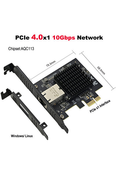 Choice 10Gbps PCIe x1 to 10Gbps Single Port RJ45 Network Card AQC113 1G/2.5G/5G/10Gbps Support PXE Wired LA