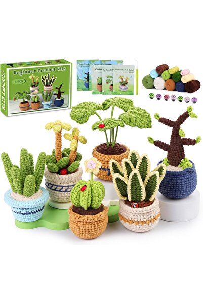 Choice 6PCS Succulents Plants Crochet Kits for Beginners Knitting Set with St...
