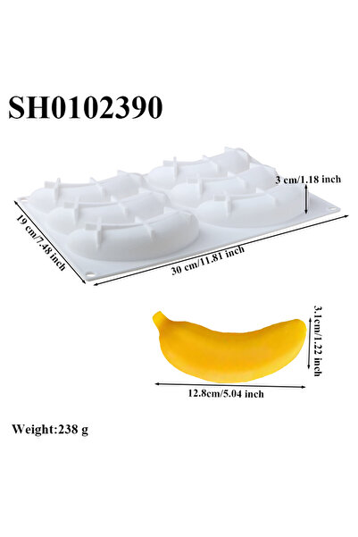 Choice SH0102390 قالب كيك سيليكون بتصميم موز، مكون من 6 أو 12 خلية، موس فواكه...