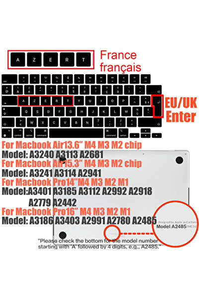 Choice EU France Compatible keyboard cover for 2025 MacBook Air 13.6 M4 A3240 A3113 MacBook Pro14 16 M4 M3