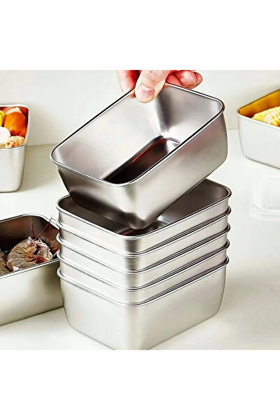 Choice مجموعة من 6 حاويات تخزين طعام من الفولاذ المقاوم للصدأ باللون الفضي مع أغطية - مقاومة للتسرب وقابلة للتكديس وإعادة الاستخدام