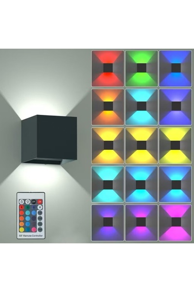 Choice مصباح حائط LED للتحكم عن بعد RGB بلاستيك ABS أسود 3 وات مصباح حائط داخلي حديث ملون